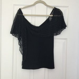 SL Fashions Black Beaded Top NWOT